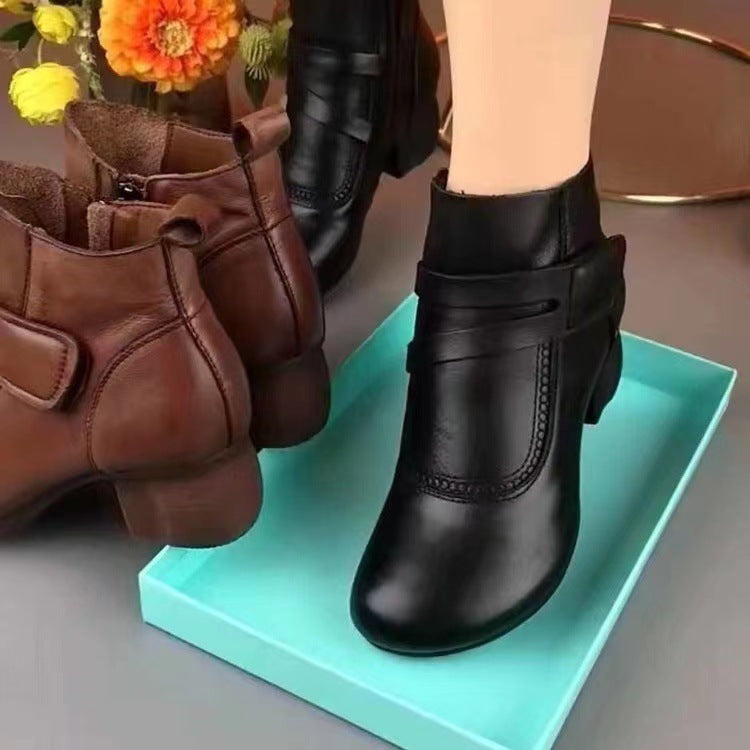 Botas Cortas Tacón Grueso